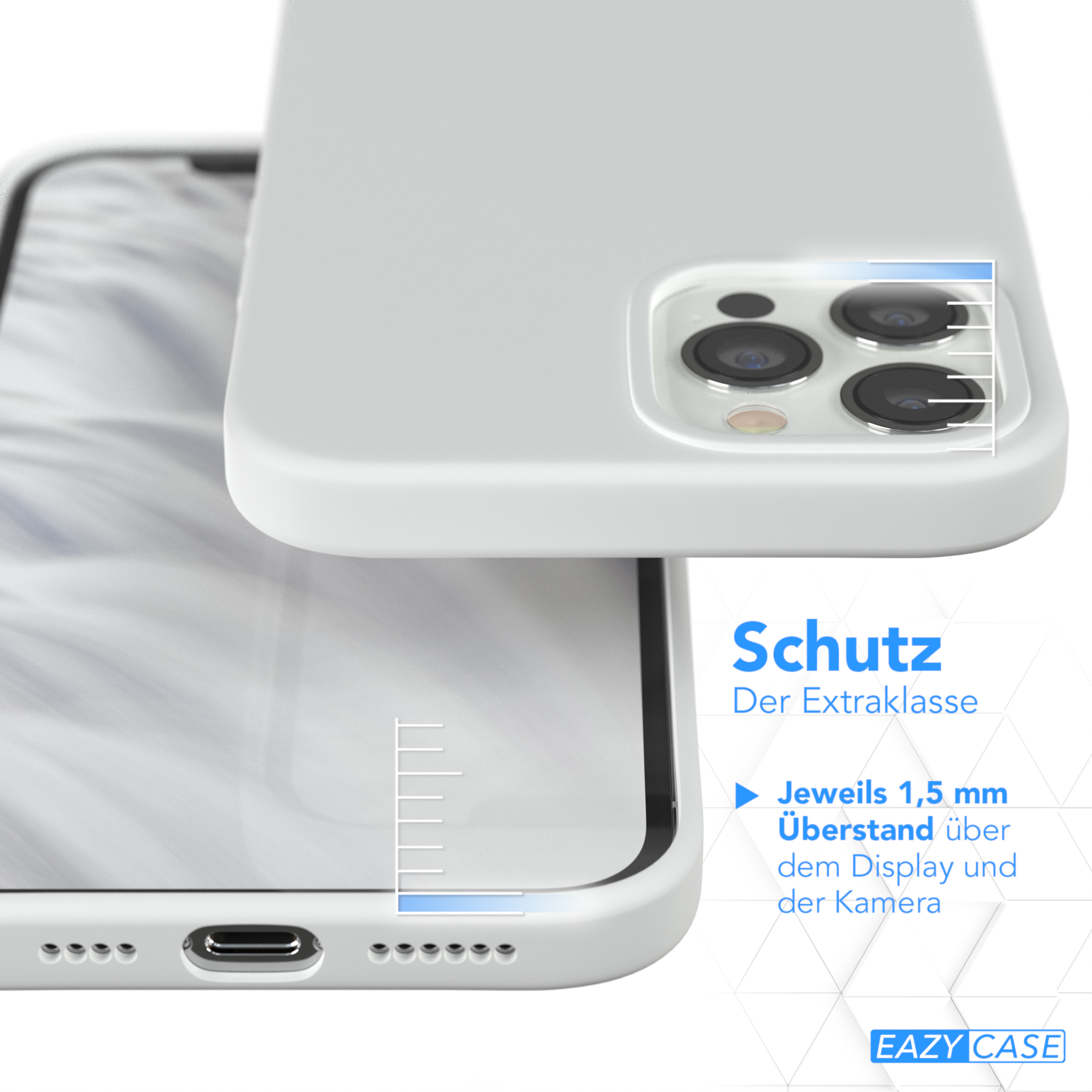 Handyhülle mit Schutzdesign, zeigt 1,5 mm erhöhte Kanten um Display und Kamera.