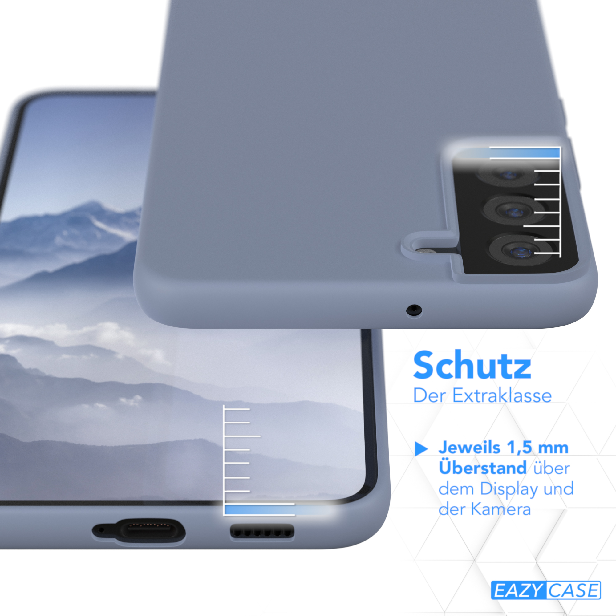 S22 EAZY Silikon Handycase, Eis Plus CASE Blau Premium Backcover, Galaxy 5G, Samsung,