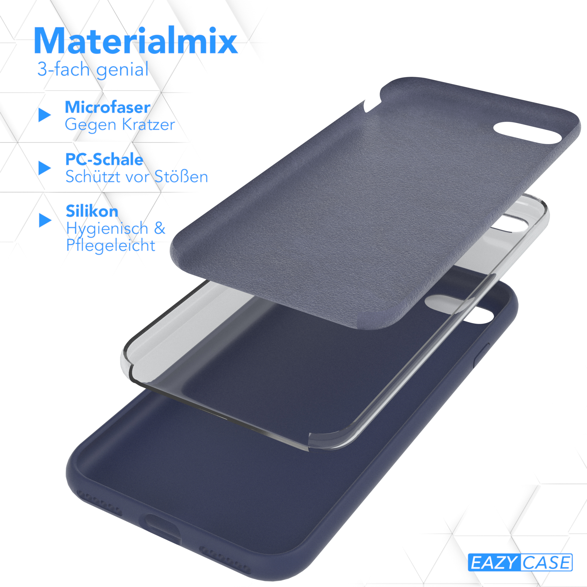 Backcover, SE EAZY Handycase, 2022 / CASE iPhone Premium 2020, Blau / Silikon Nachtblau / 7 Apple, SE iPhone 8,