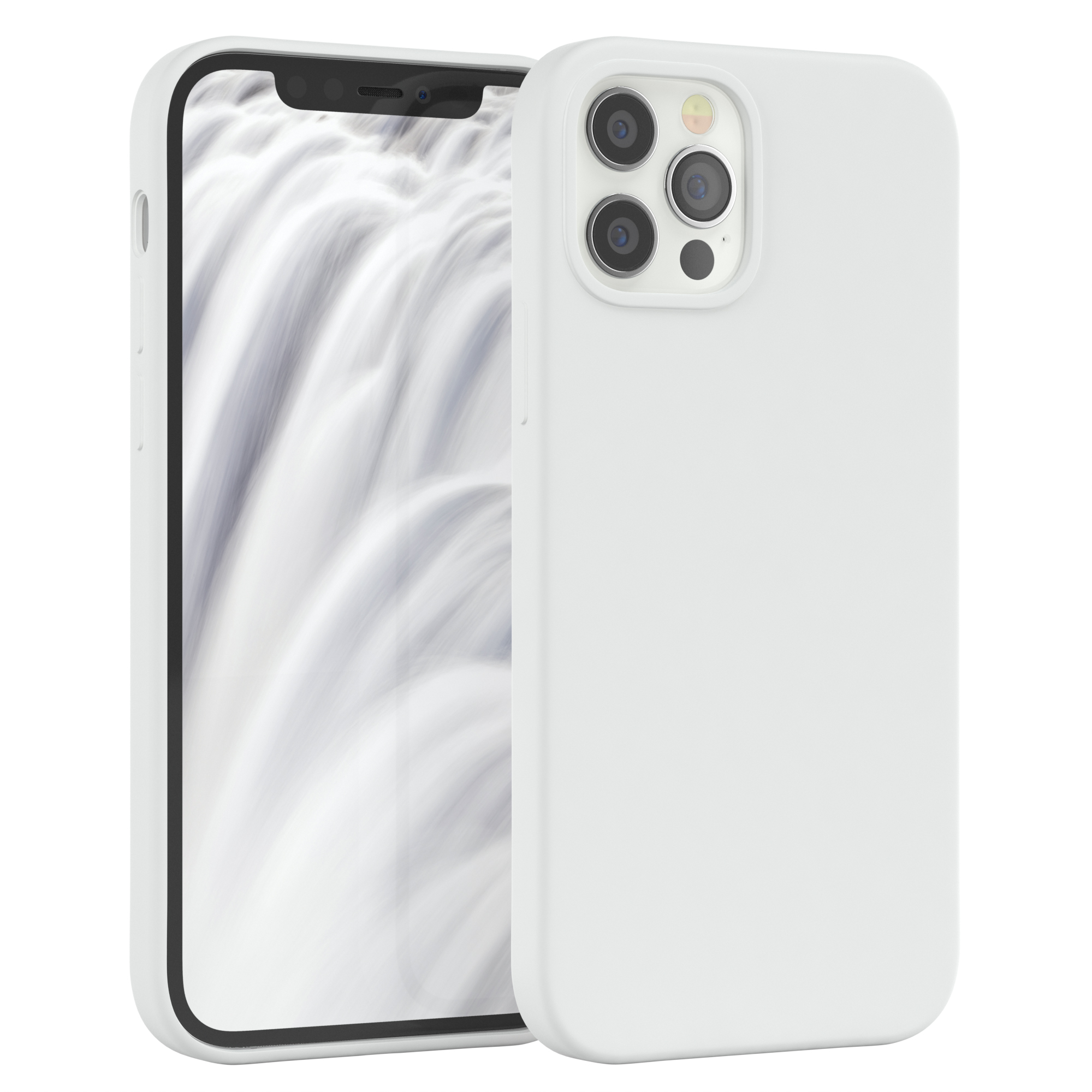 Apple, Weiß / iPhone Pro, Silikon EAZY Backcover, Premium 12 CASE 12 Handycase,