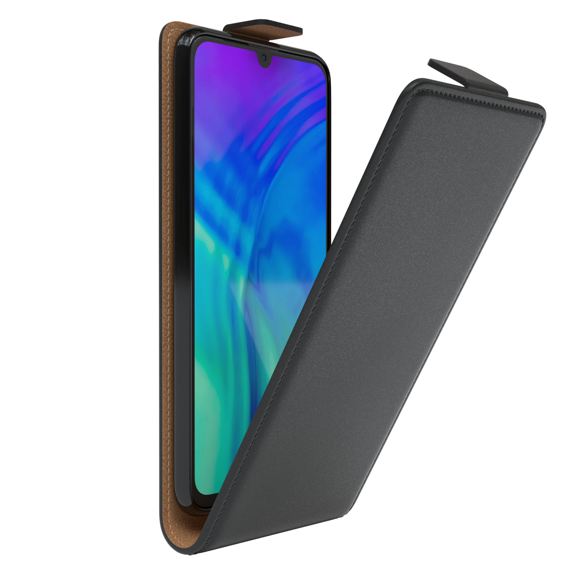 Cover, Huawei, EAZY Honor (2019), Flip / CASE Lite 20 P Schwarz Plus Flipcase, Smart