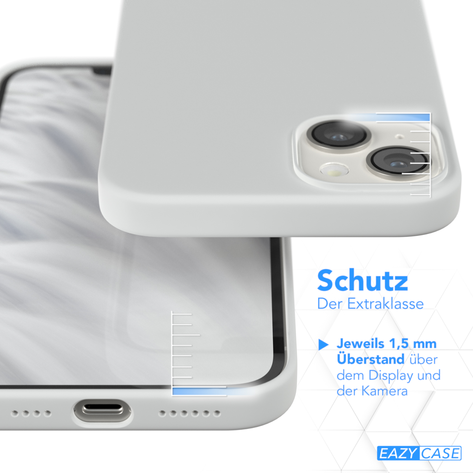 EAZY CASE Plus, Backcover, Weiß iPhone Silikon Premium 14 Apple, Handycase