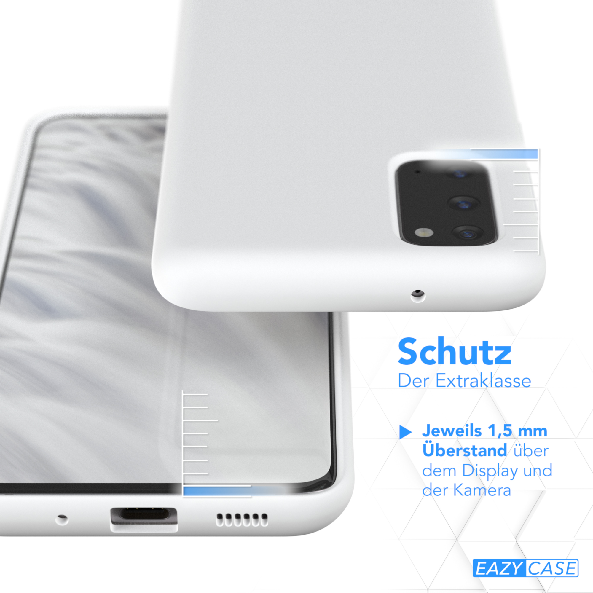 Weiße Handyhülle auf einem Telefon.