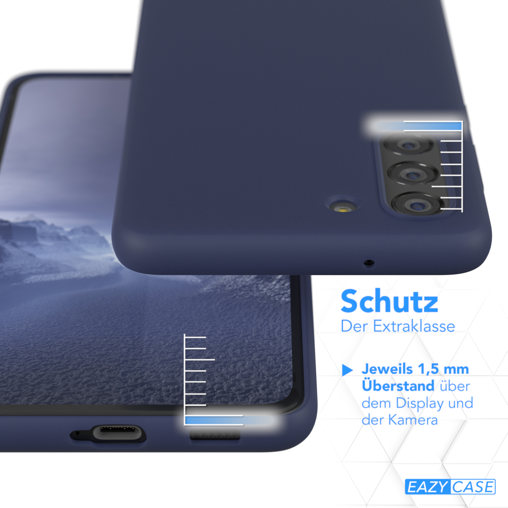 EAZY CASE Premium Nachtblau Galaxy Handycase, / FE Silikon Blau S21 Backcover, 5G, Samsung