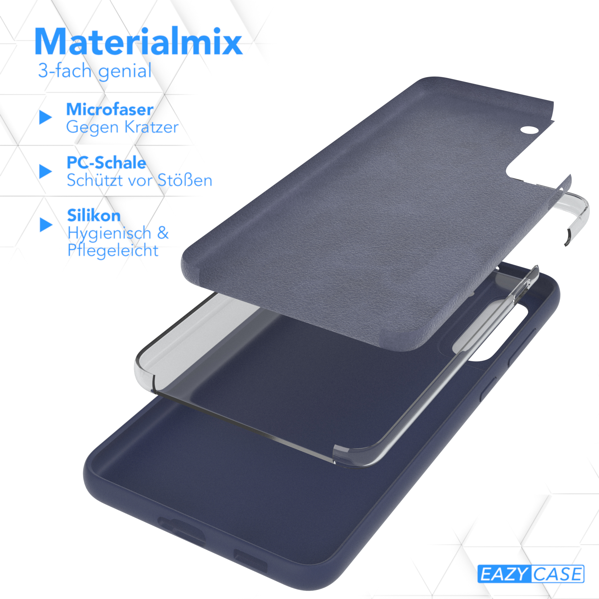 Samsung, Backcover, Premium S21 Silikon 5G, Nachtblau FE EAZY Handycase, / CASE Blau Galaxy