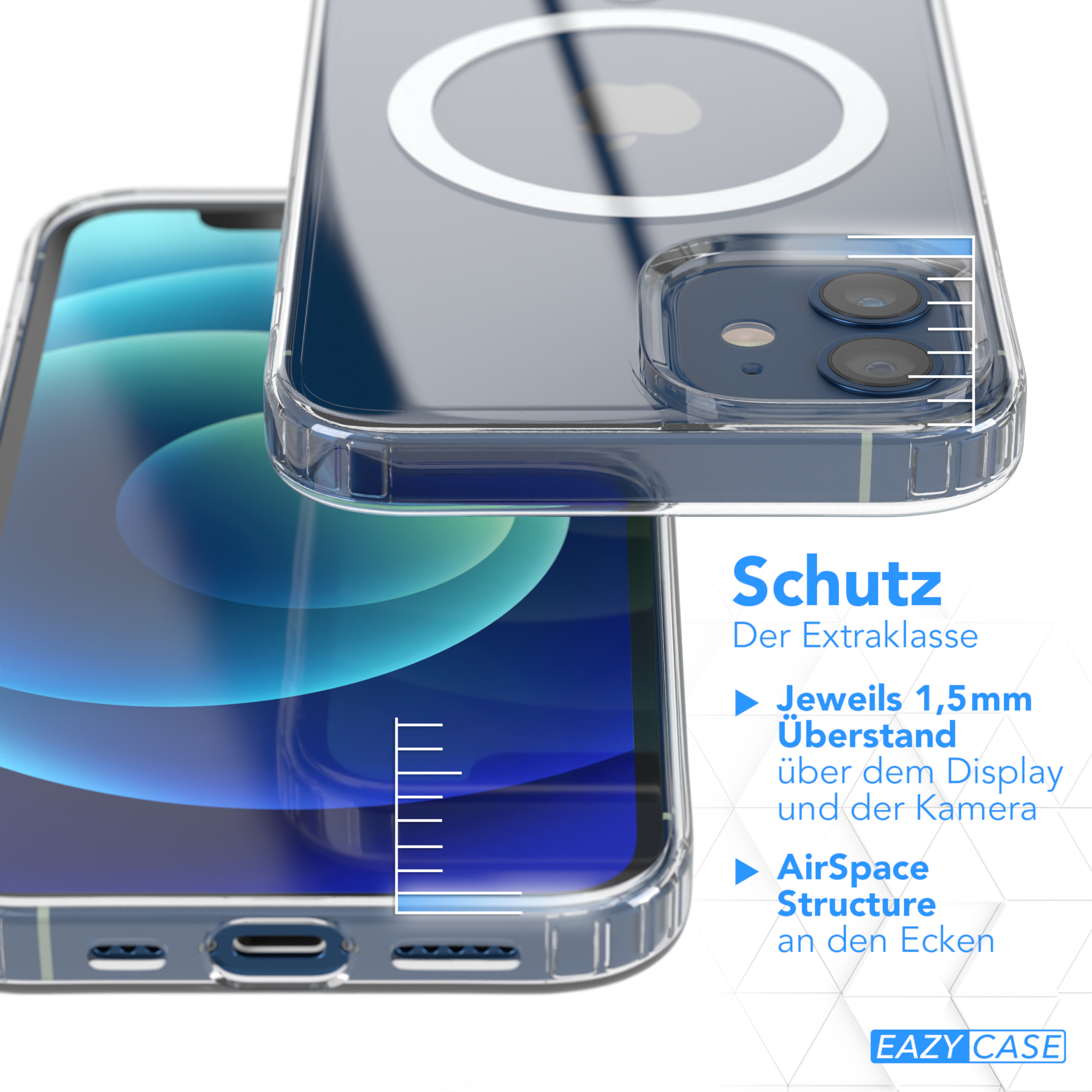 Eine Handyhülle mit einem Telefon darin. Die Hülle hat Schutzfunktionen.
