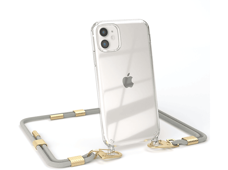 Transparente + runder iPhone Beige mit Gold Karabiner, Matt Apple, Handyhülle 11, / EAZY Kordel Umhängetasche, CASE Taupe