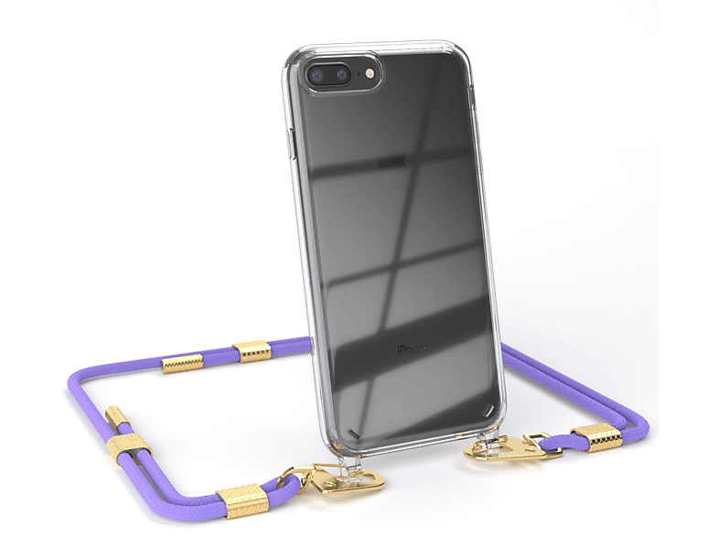 EAZY CASE Transparente runder iPhone Plus, Kordel + Flieder Karabiner, Plus Apple, / mit Umhängetasche, / Handyhülle Gold 7 Lila 8