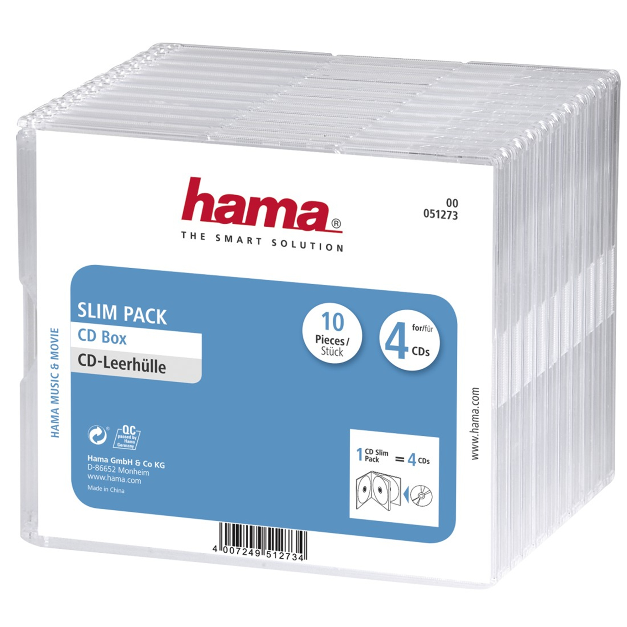 HAMA - CD Pack 10er Transparent Leerhüllen