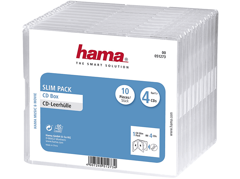 HAMA 10er CD Leerhüllen - Transparent Pack