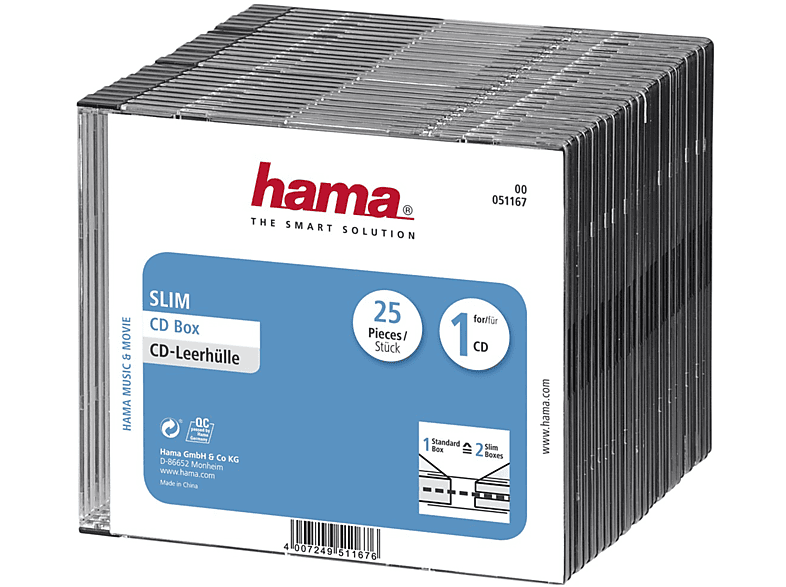 HAMA 25er - Pack CD Leerhüllen Schwarz