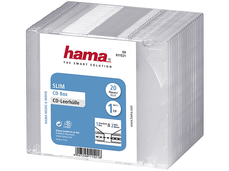 HAMA 20er - Pack CD Leerhüllen Transparent