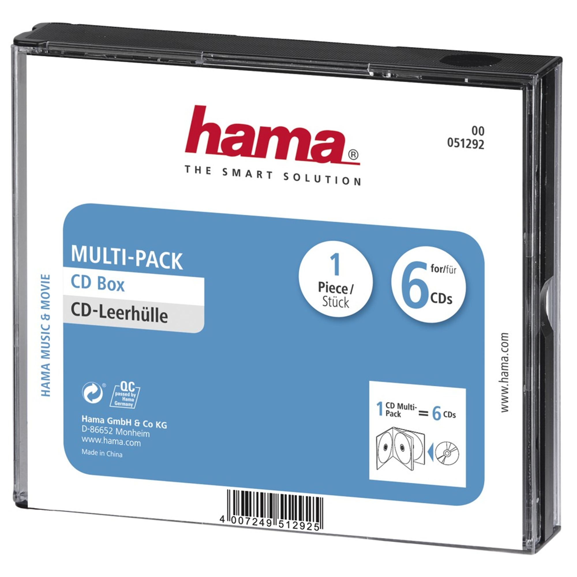 6er Leerhüllen CD -Multipack Schwarz HAMA