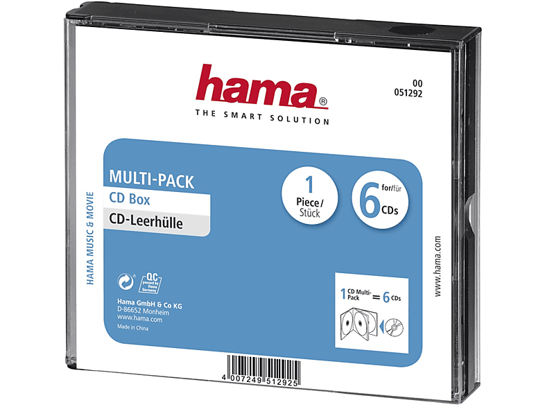 HAMA 6er -Multipack CD Leerhüllen Schwarz