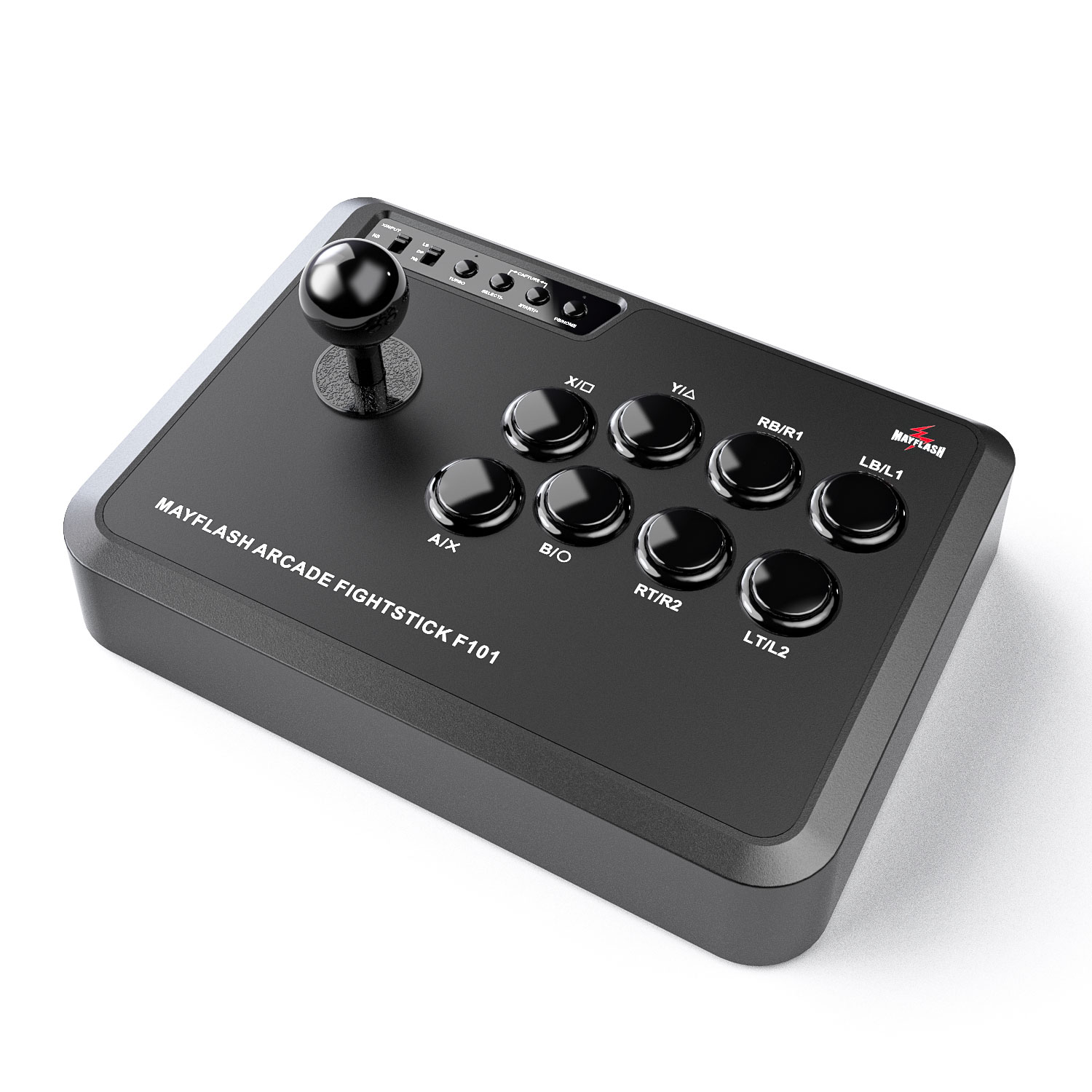 Switch de red plateado con 5 puertos.