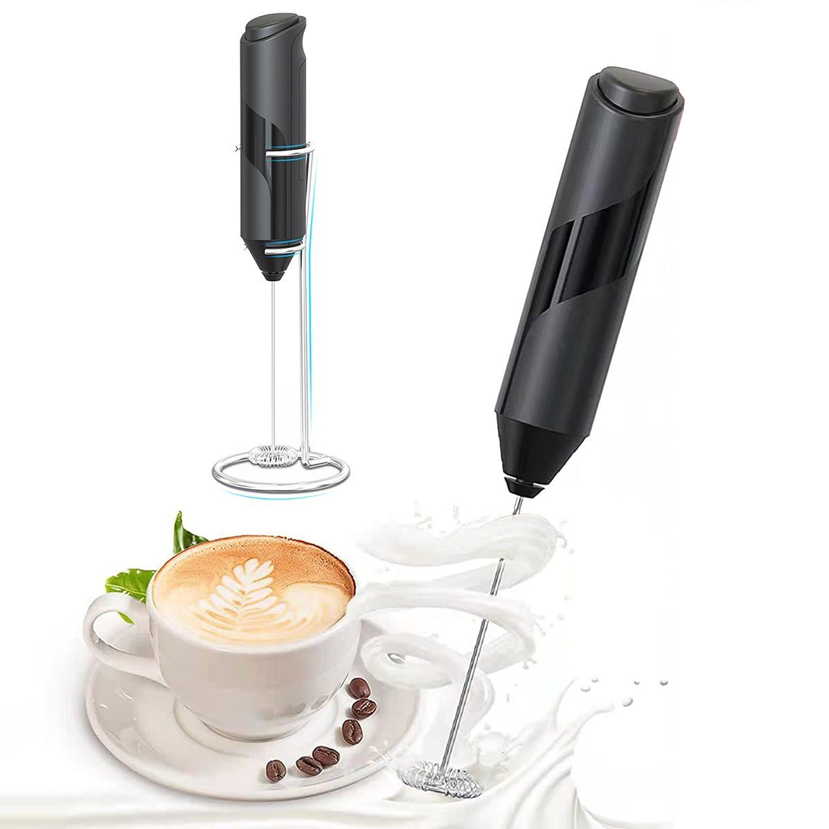 Milchaufschäumer, Milchaufschäumer Milchaufschäumer-Mixer Volt) und Schneebesen, DEDOM Milchaufschäumer schwarz Kaffee- (5