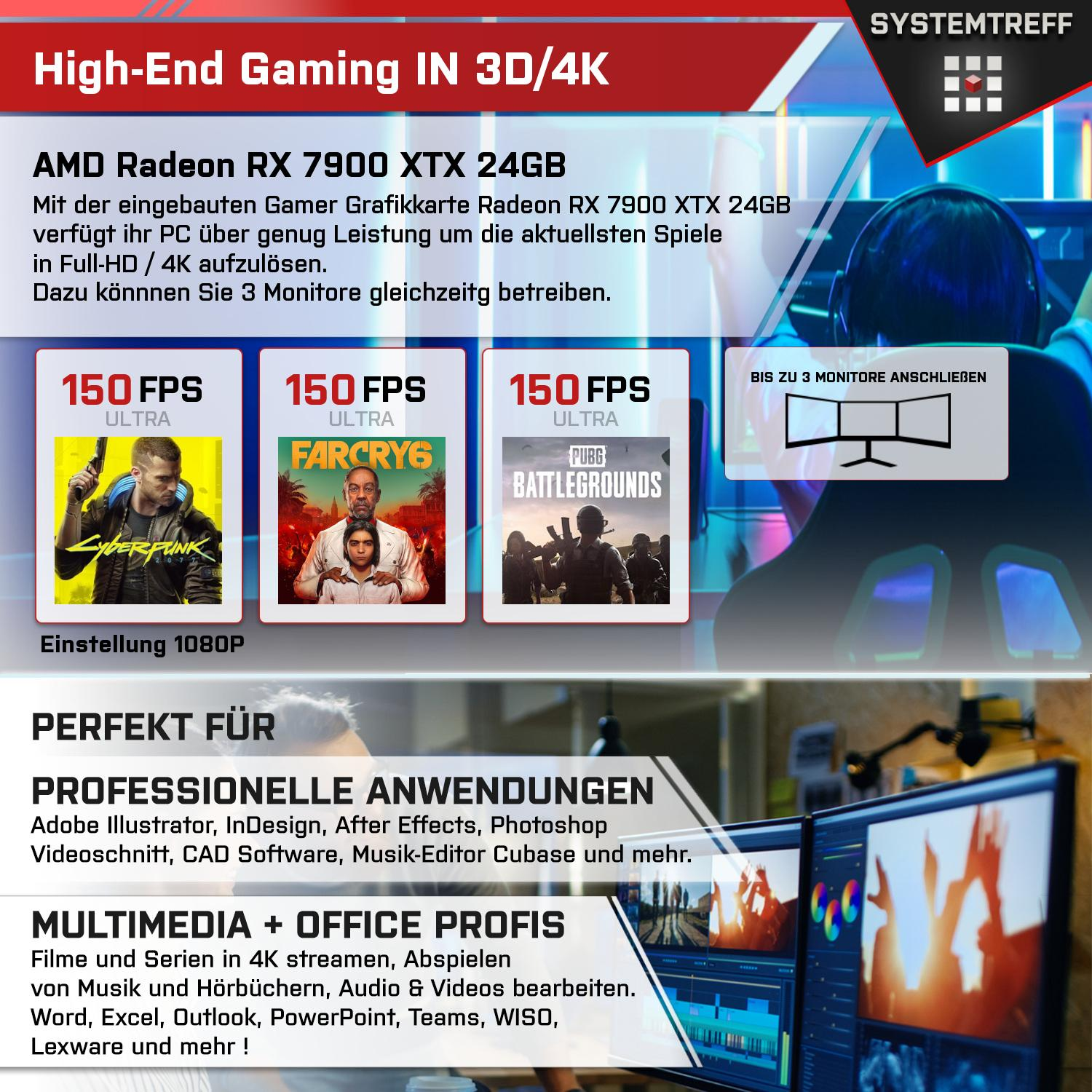 11 Gaming Intel 32 GB Windows RX mSSD, Core Intel® mit GB AMD RAM, XTX Core™ SYSTEMTREFF Pro, 1000 i7-14700K, Radeon™ High-End Prozessor, 7900 i7 PC Gaming