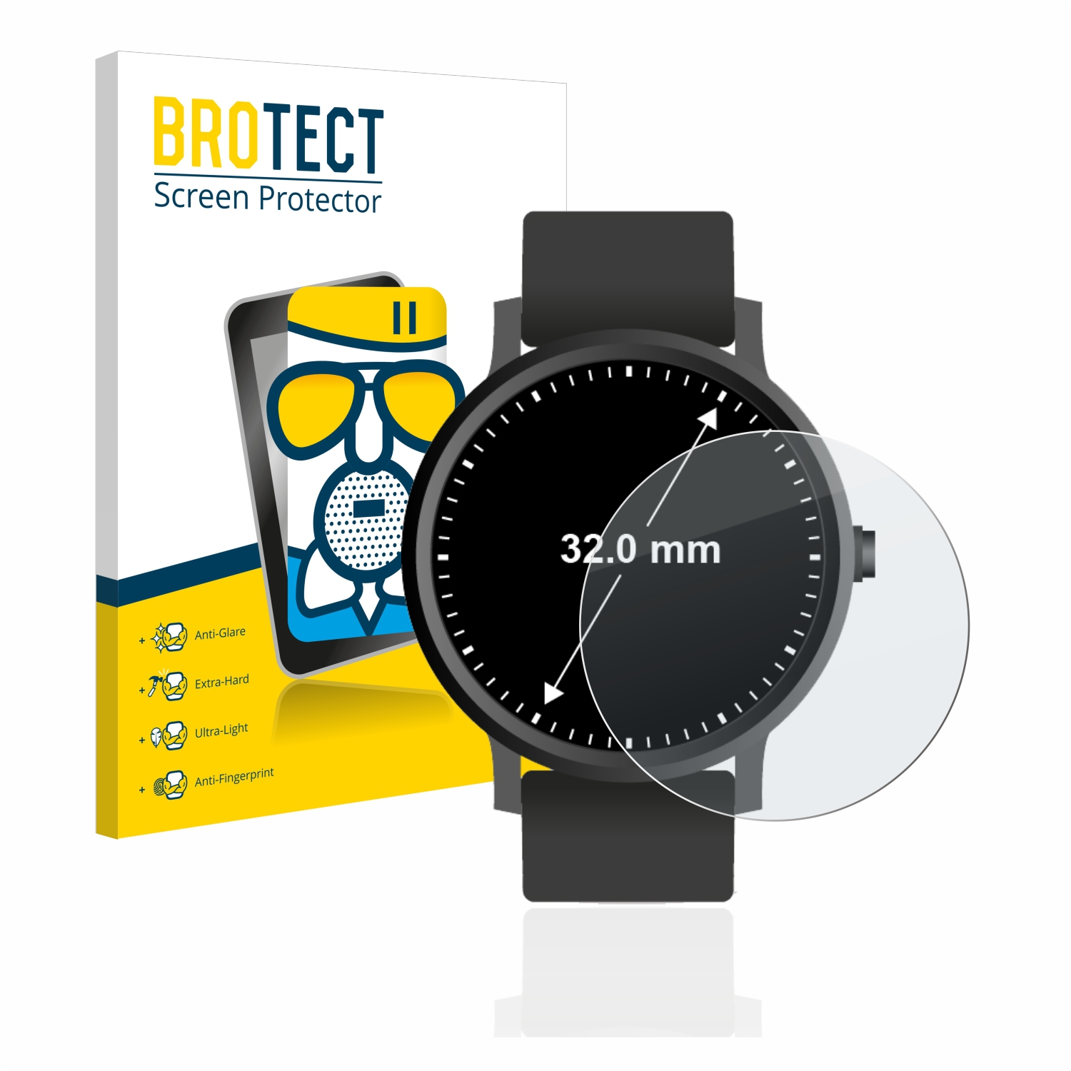 BROTECT Airglass matte Schutzfolie(für Universal 32 mm)) (Kreisrund, Armbanduhren ø