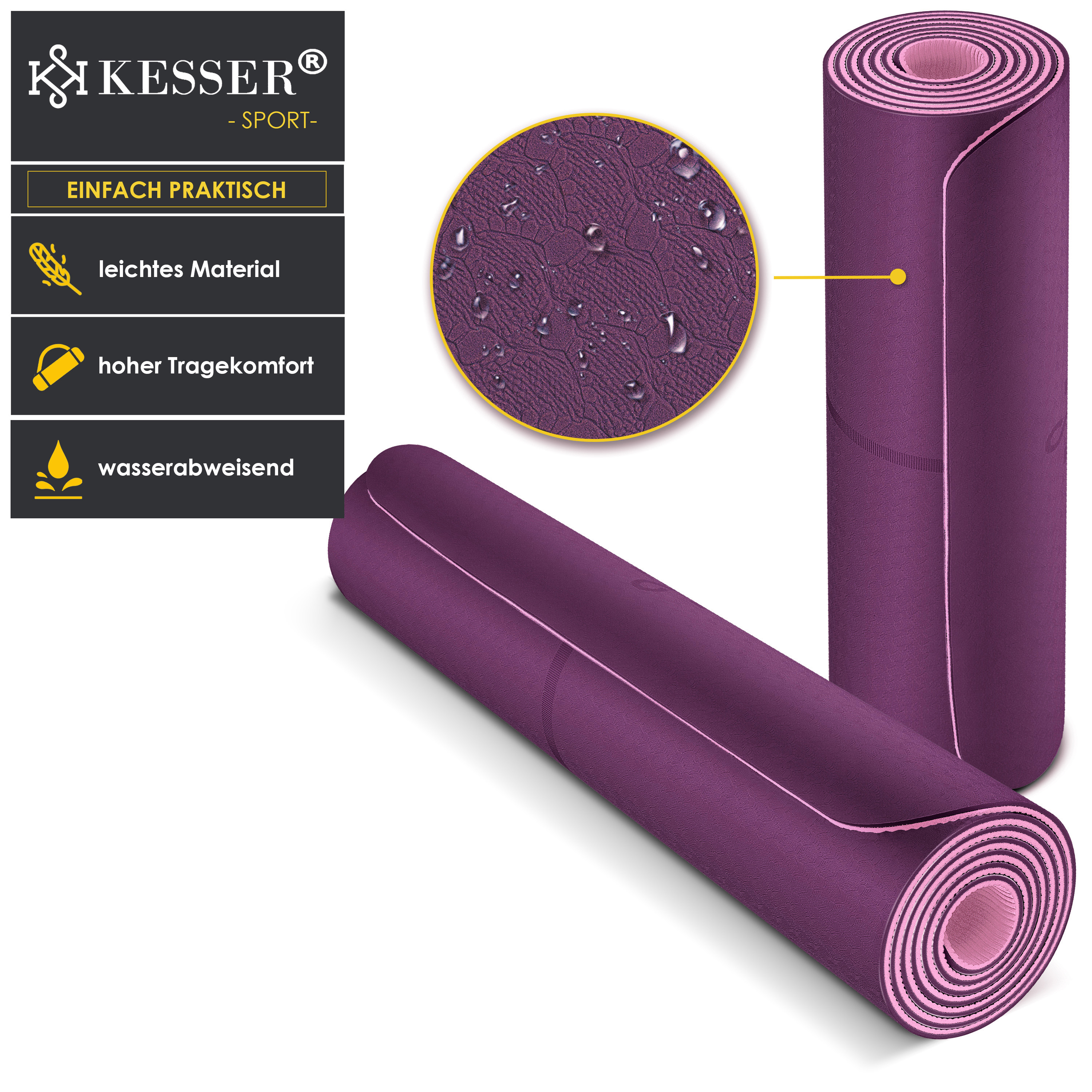 Yogamatte lila Gymnastikmatte, 21523 KESSER