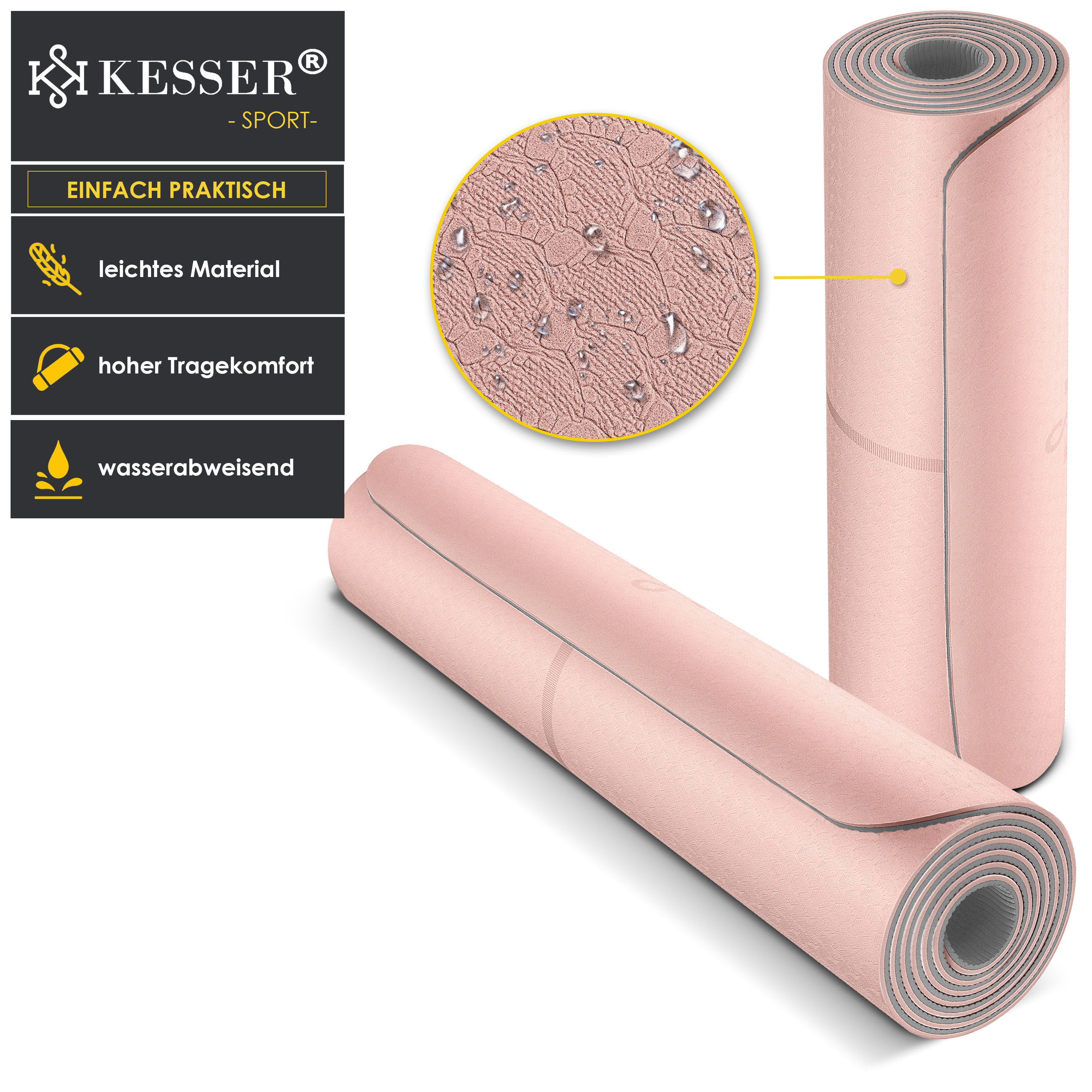 KESSER 21527 Yogamatte Gymnastikmatte, rosa