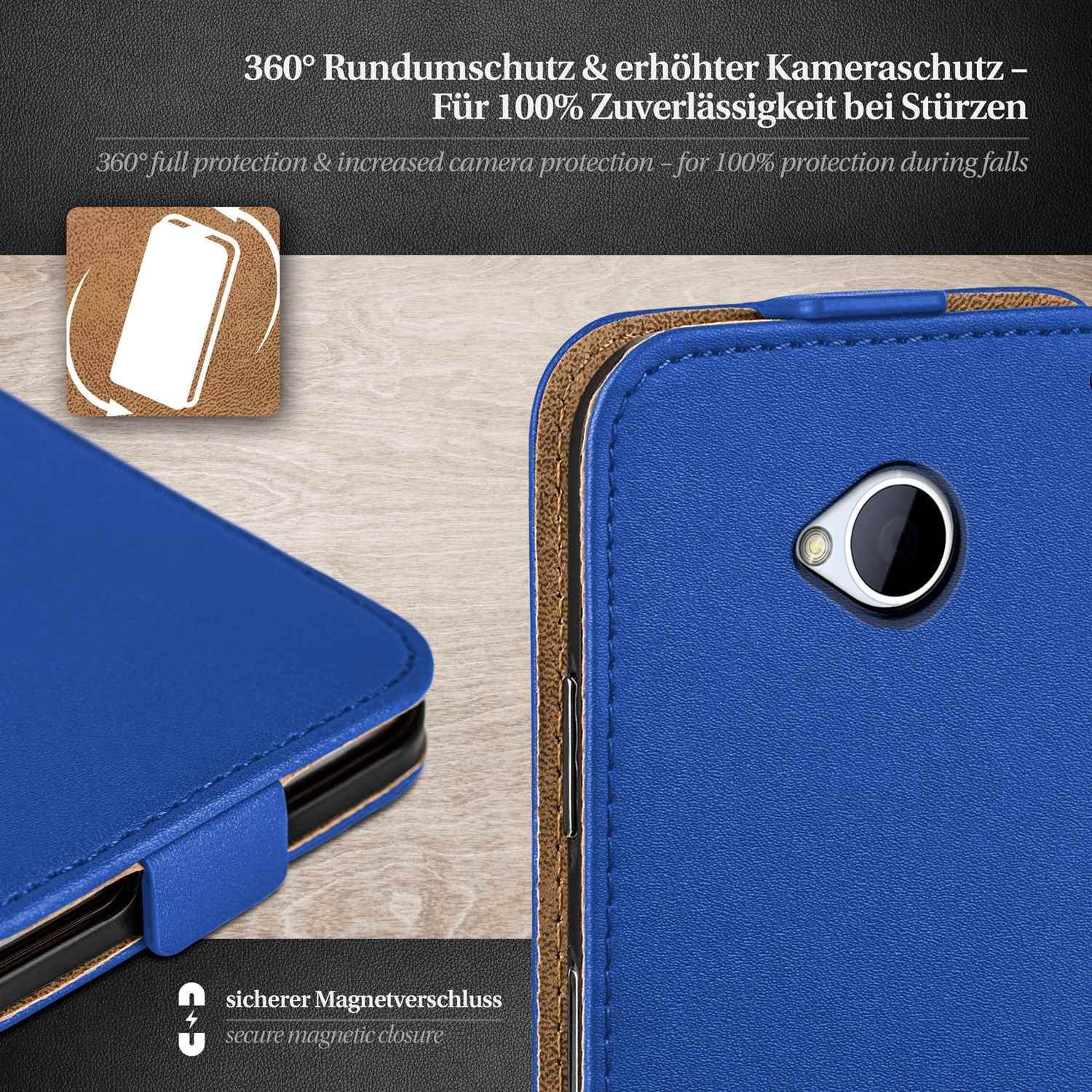 MOEX Flip Case, Flip Royal-Blue M7, Cover, One HTC