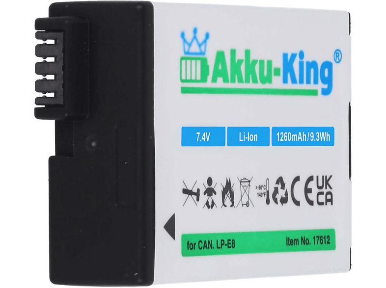 AKKU-KING Akku kompatibel mit LP-E8 7.4 Volt, 1260mAh Canon Li-Ion Kamera-Akku
