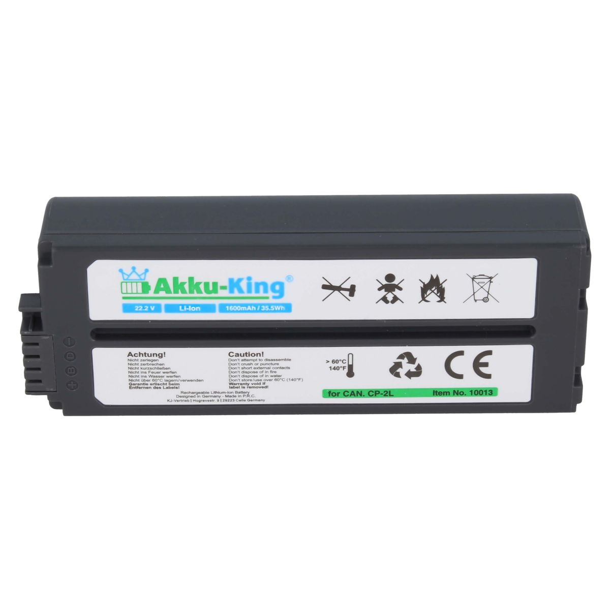 AKKU-KING Akku kompatibel mit Canon 1600mAh Li-Ion Geräte-Akku, 22.2 Volt, NB-CP1L