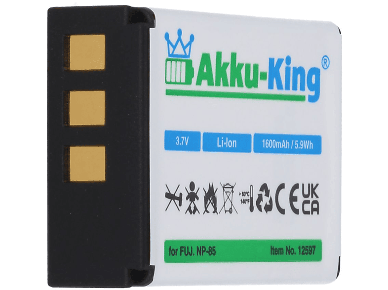 AKKU-KING Akku kompatibel mit Fuji NP-85 Li-Ion Kamera-Akku, 3.7 Volt, 1600mAh