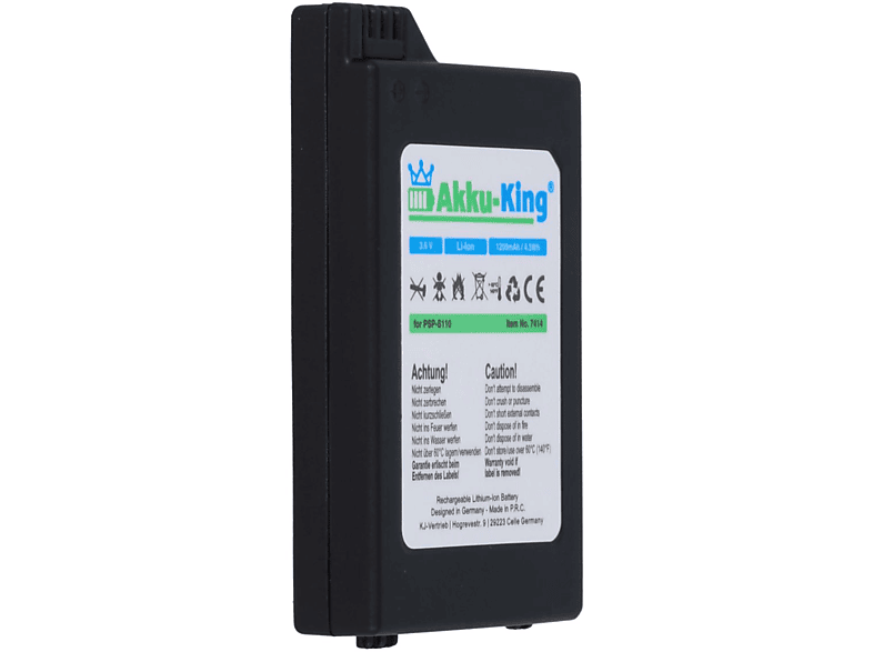 AKKU-KING Akku kompatibel mit Sony PSP-S110 Li-Ion Geräte-Akku, 3.7 Volt, 1200mAh