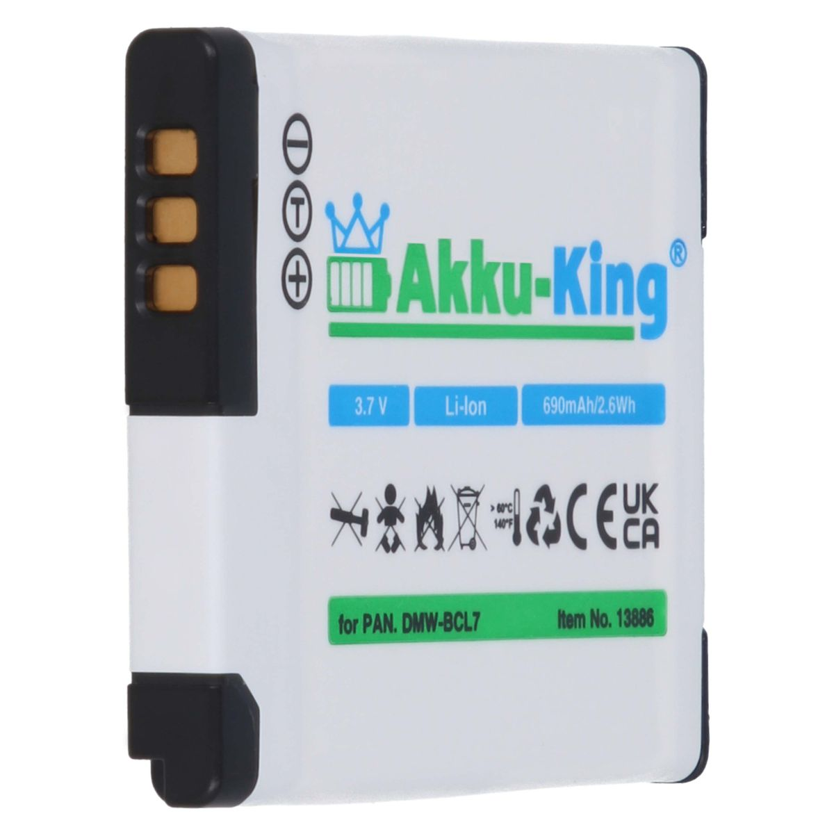 AKKU-KING Panasonic Li-Ion Volt, mit DMW-BCL7 kompatibel 690mAh 3.7 Akku Kamera-Akku,