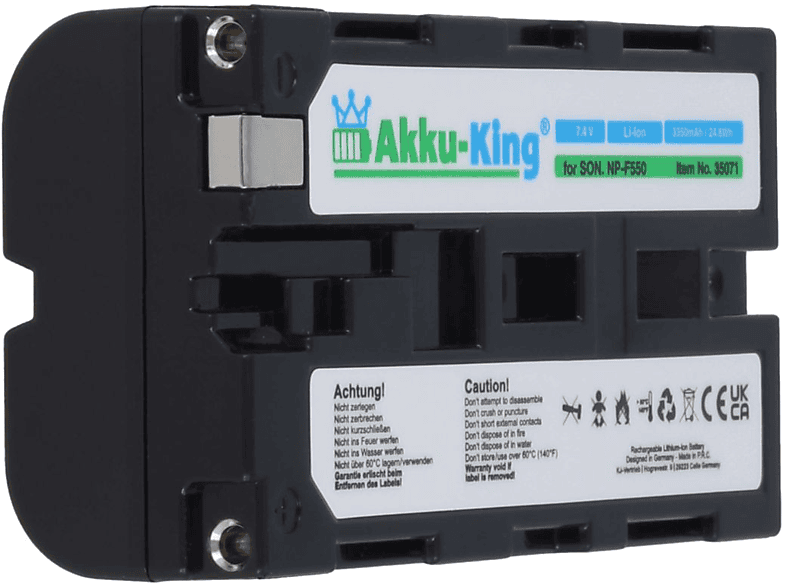 AKKU-KING Akku kompatibel mit Sony NP-F550 Li-Ion Kamera-Akku, 7.4 Volt, 3350mAh | Kamera Akkus