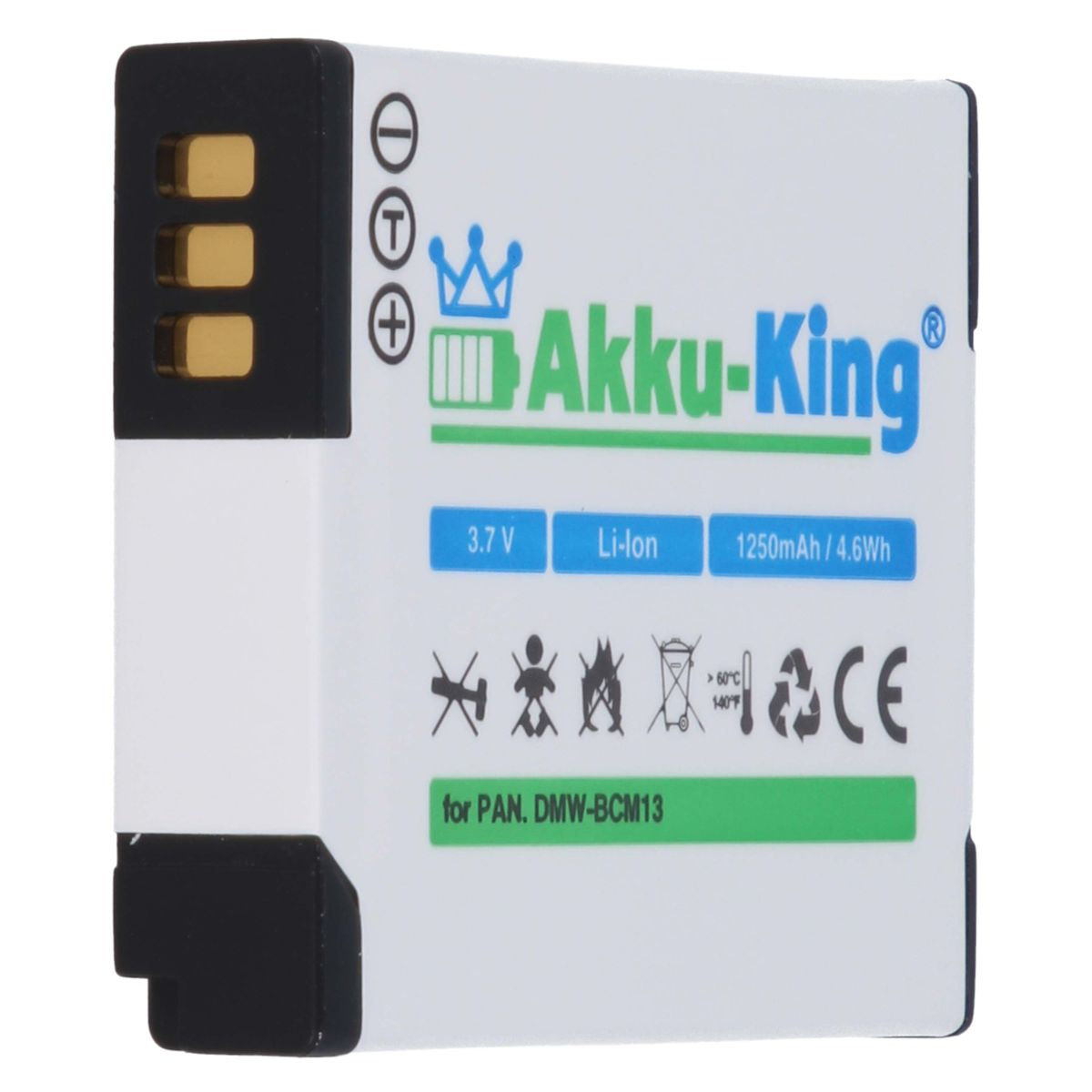 AKKU-KING Akku Panasonic DMW-BCM13 Li-Ion Volt, kompatibel Kamera-Akku, mit 3.7 1250mAh