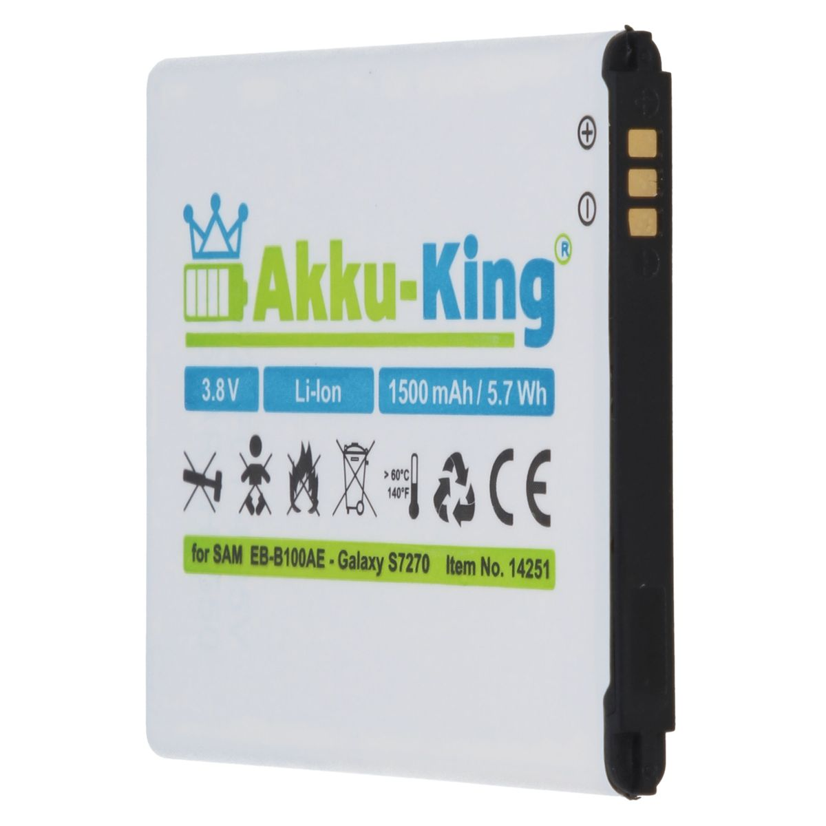 EB-B100AE Li-Ion kompatibel Akku mit 1500mAh Handy-Akku, 3.8 AKKU-KING Volt, Samsung