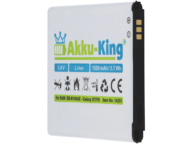 AKKU-KING Akku kompatibel mit Samsung EB-B100AE Li-Ion Handy-Akku, 3.8 Volt, 1500mAh