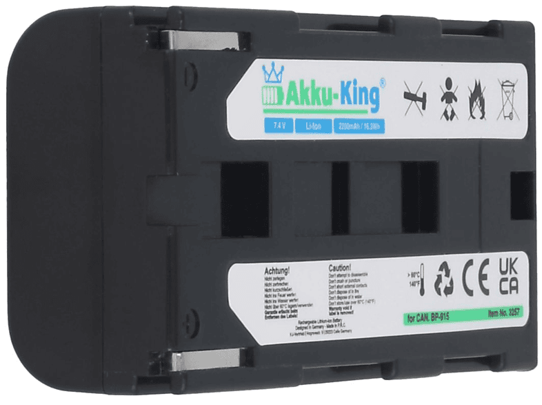 AKKU-KING Akku kompatibel mit Li-Ion 7.4 BP-915 Kamera-Akku, Volt, 2200mAh Canon
