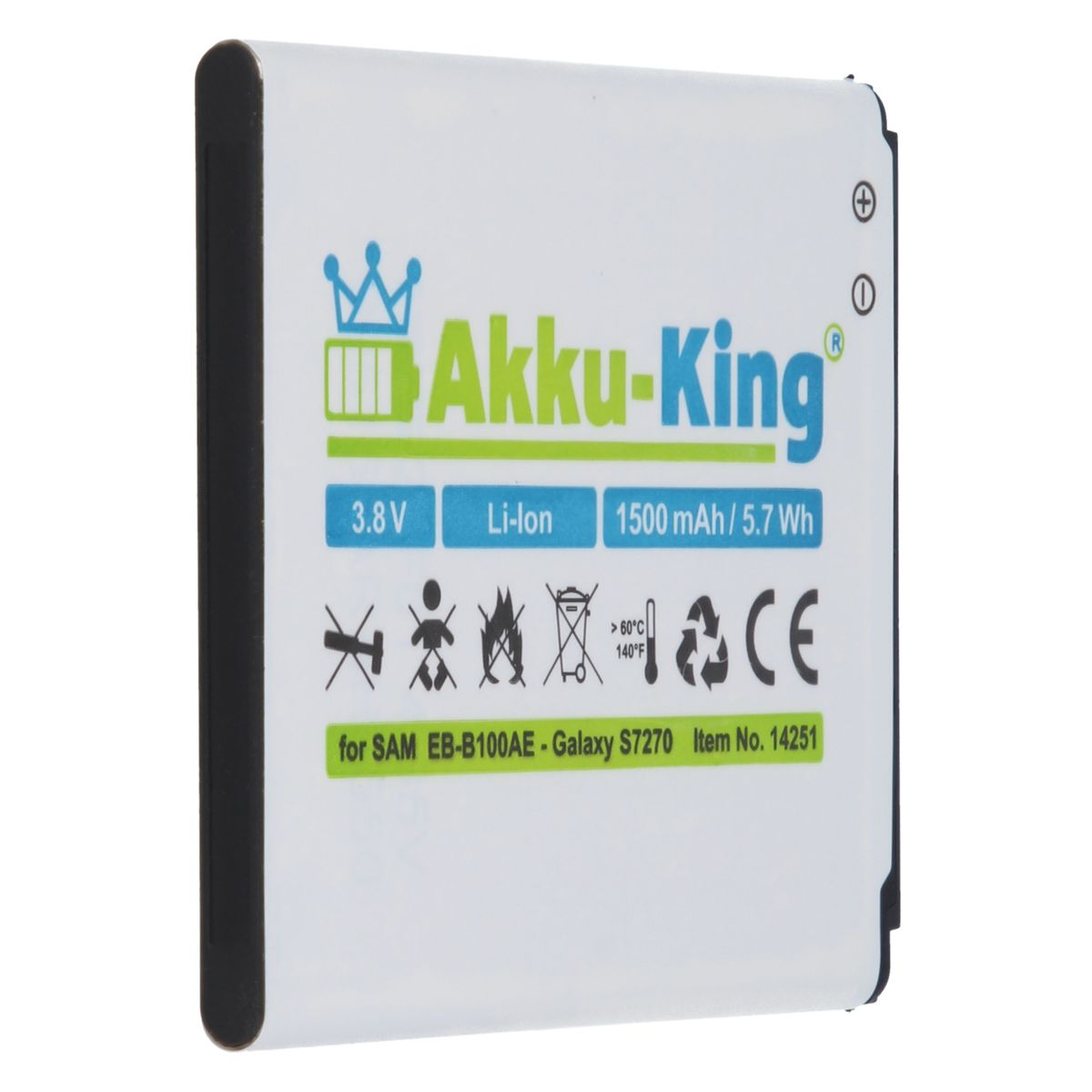 3.8 Samsung kompatibel Handy-Akku, mit Li-Ion Volt, AKKU-KING Akku 1500mAh EB-B100AE