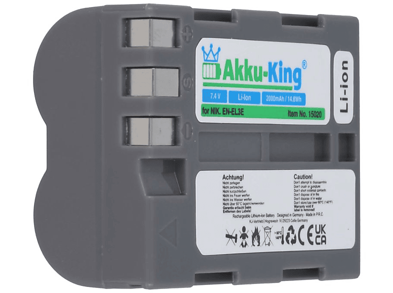 beliebte Marken AKKU-KING Akku Nikon 2000mAh Li-Ion 7.4 Kamera-Akku, EN-EL3e kompatibel Volt, mit