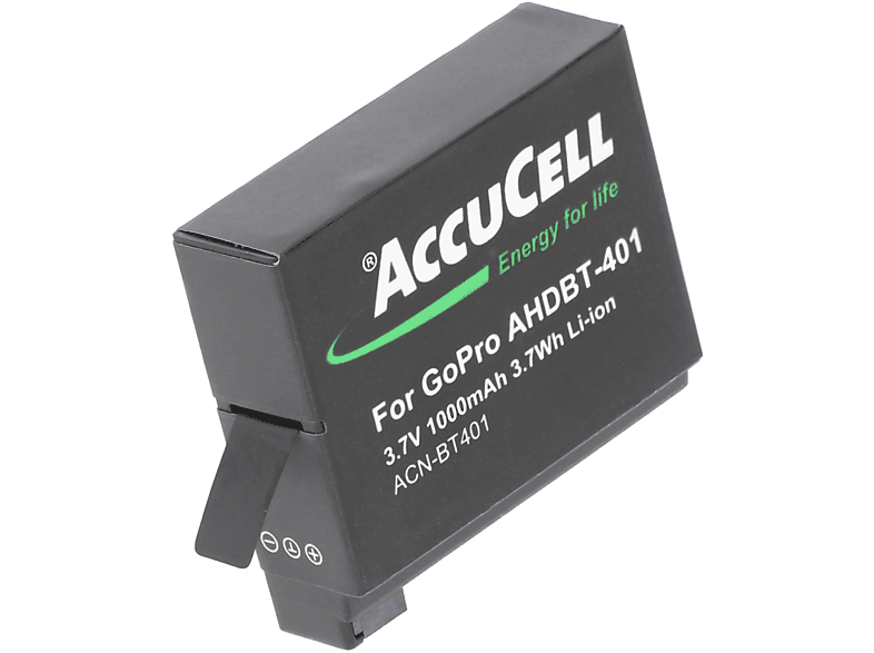 ACCUCELL Akku passend für original GoPro - 100mAh Camcorder-Akku, 4 AHDBT-401, Akku Artikel) GoPro mAh Li-Ion 1160 Lithium-Ionen (kein BT-401 Hero mit