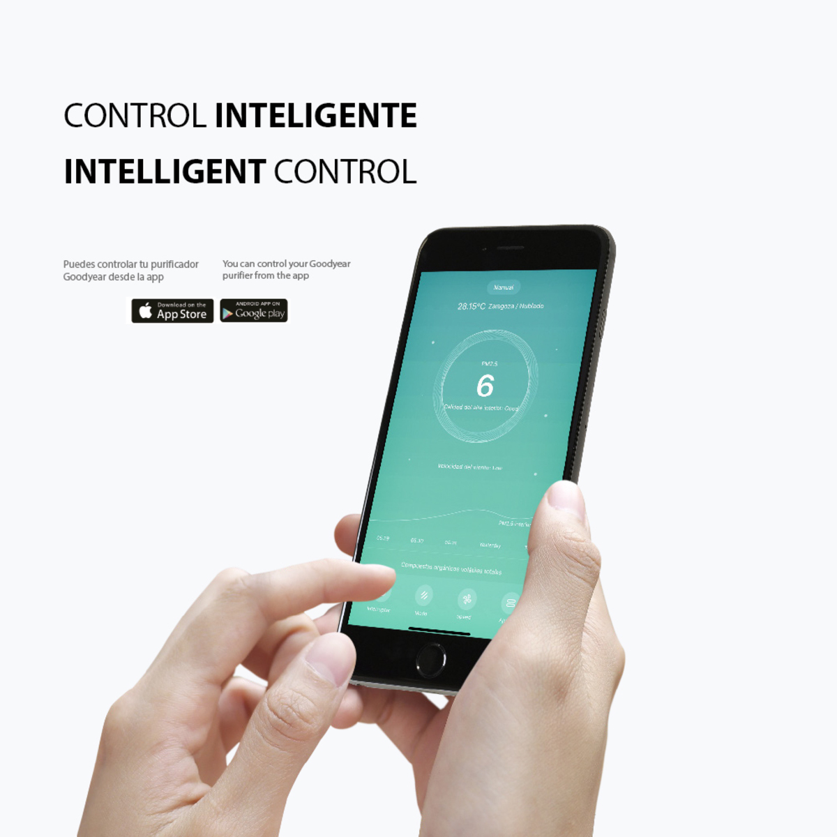 Una persona usando un smartphone con una interfaz de app con números.