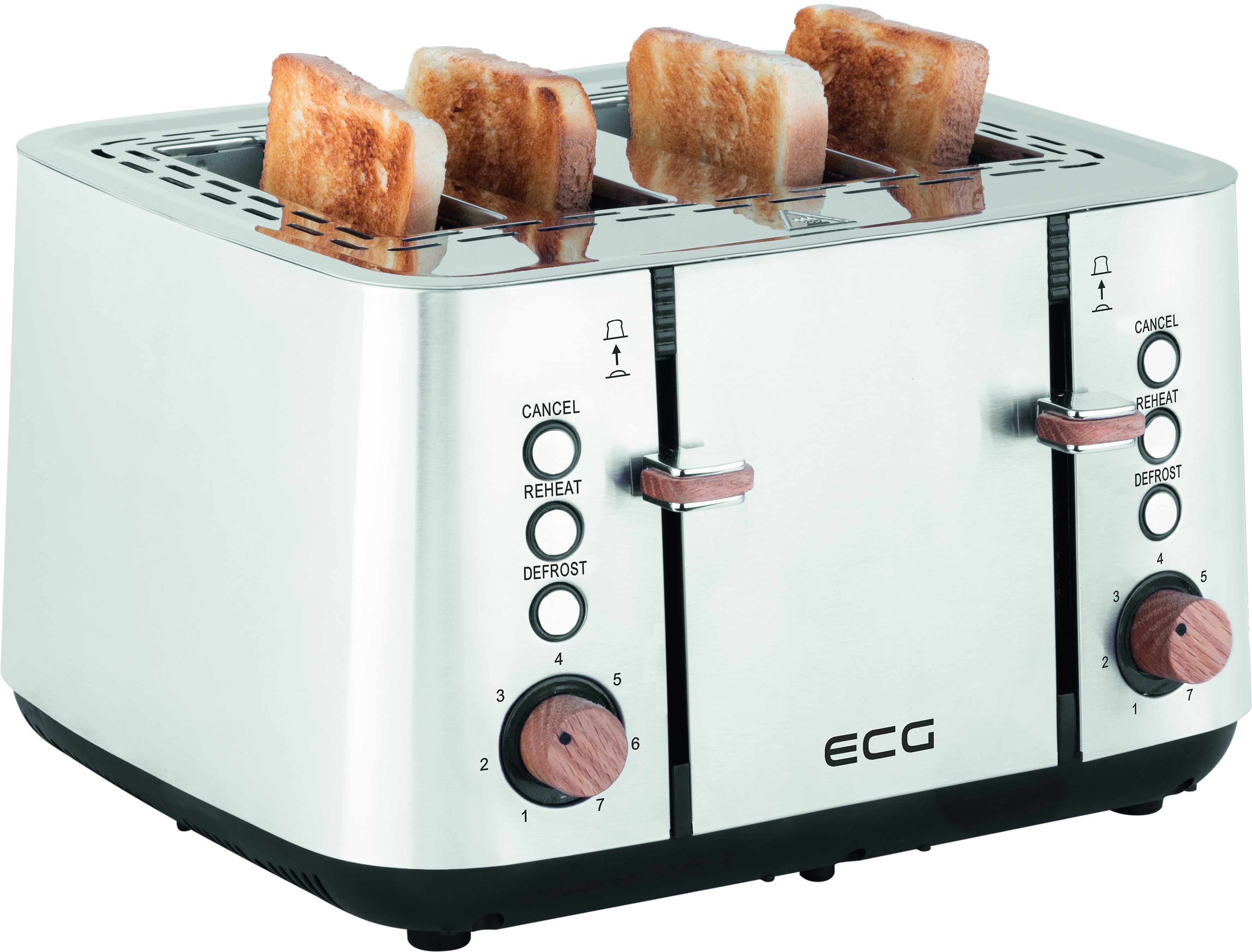 Kabelaufbewahrung| Timber (1850 ECG silber 4767 Toaster 4 für Intensitätsstufen Watt, ST 7 | | Silber Fächer Toast Toaster | Schlitze: | 4)