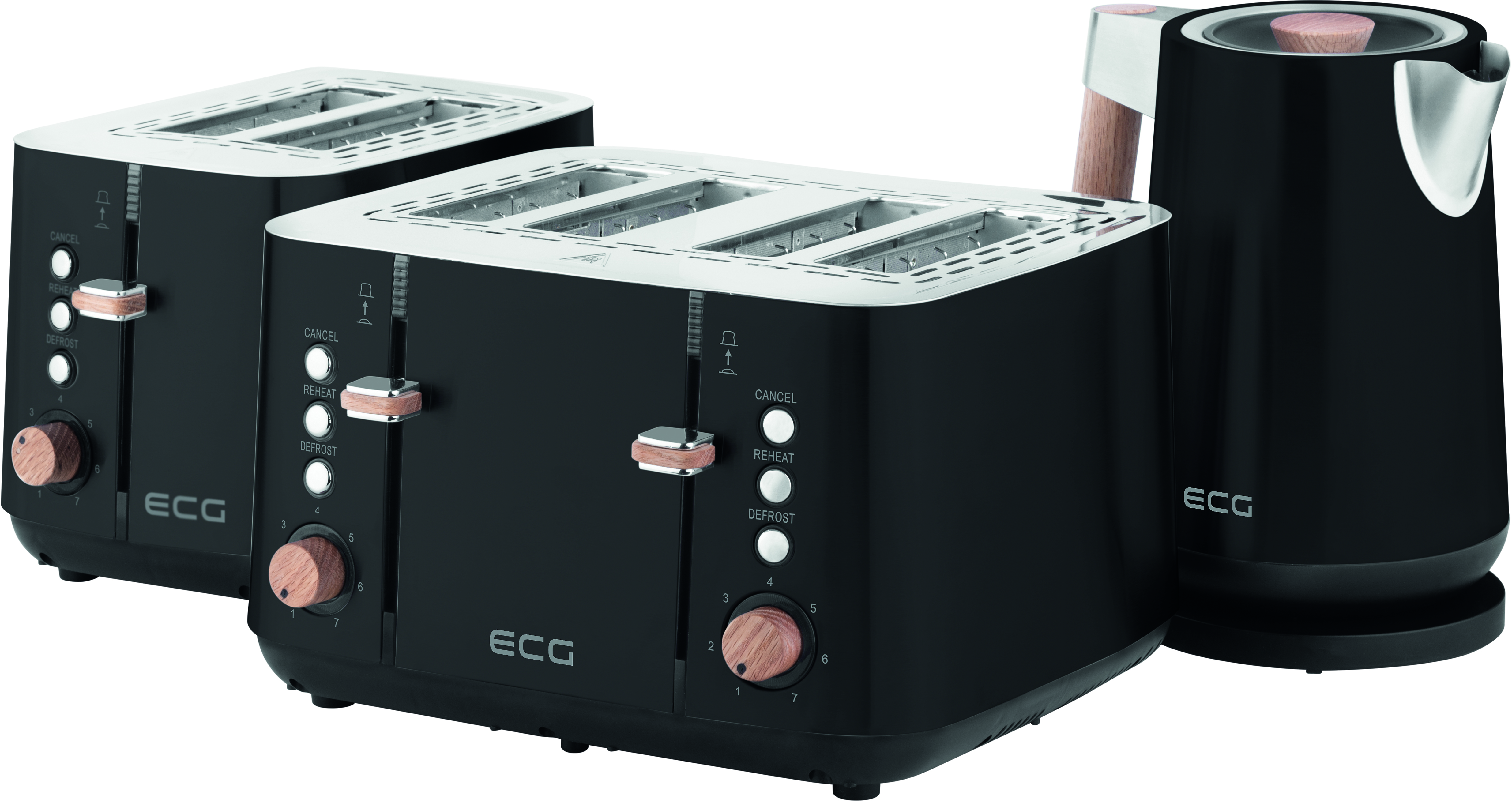 ECG ST (1850 | | | Toaster | für 4) 7 4 | | Toast Kabelaufbewahrung Schwarz Schwarz Schlitze: Watt, Timber Fächer Toaster 4768 Intensitätsstufen