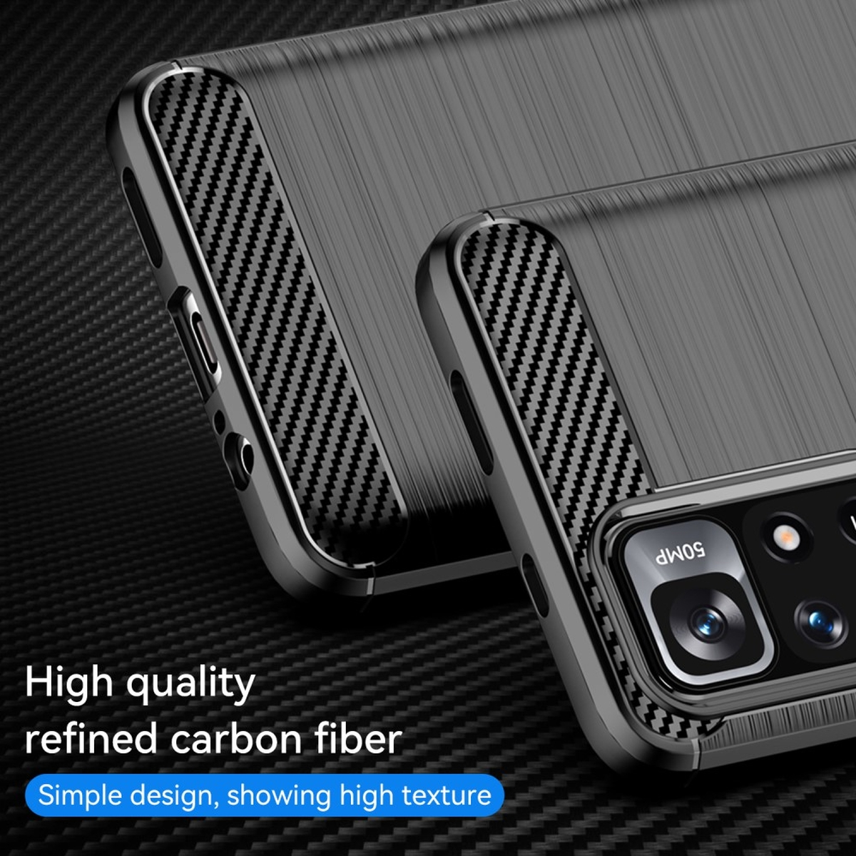 COVERKINGZ Handycase im Carbon Look, Redmi 11S, 11 4G/Note Note Xiaomi, Backcover, Schwarz