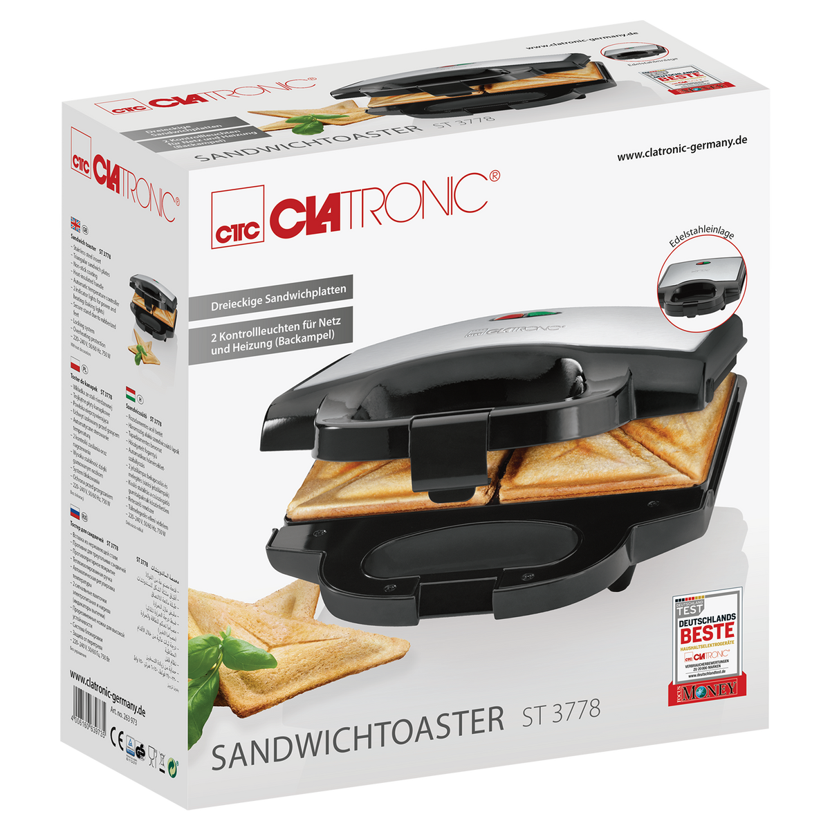 CLATRONIC ST 3778 Sandwichtoaster Schwarz