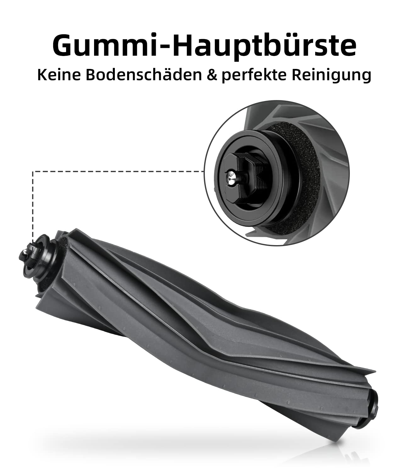 Szara szczotka do odkurzacza z wstawką. Szczotka jest przeznaczona do robota sprzątającego.