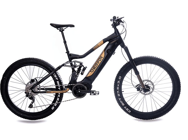 Unisex-Rad, Fully Zoll gold) Zoll, cm, 612, 50 Mountainbike 27,5 (Laufradgröße: Rahmenhöhe: Schwarz-Gold CHRISSON schwarz 27,5 eXDURO
