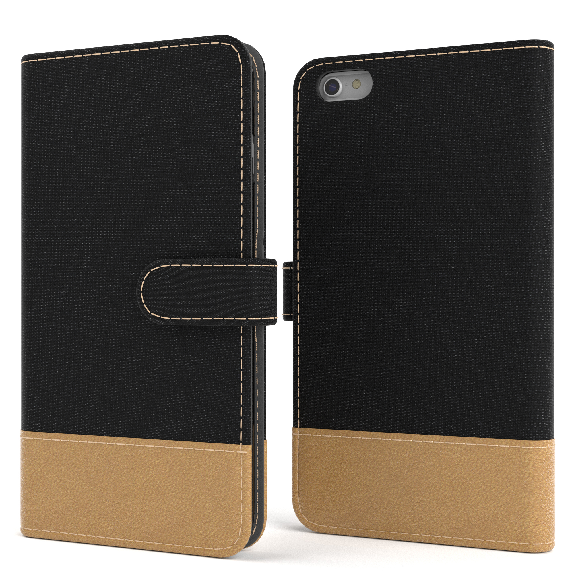 Jeans Schwarz Bookcover, mit 6S, Klapphülle CASE Bookstyle Kartenfach, iPhone EAZY / 6 Apple,