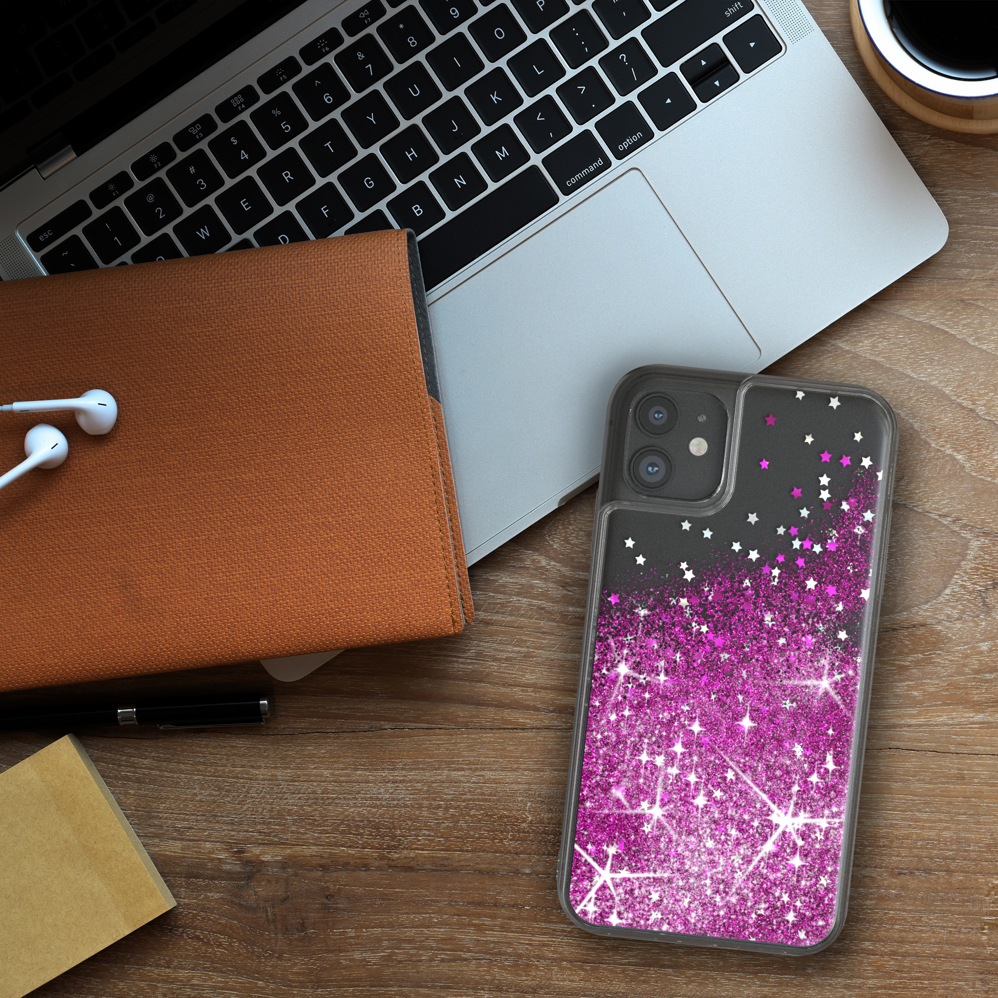 EAZY CASE Apple, iPhone Backcover, 11, Glitzerhülle Lila Flüssig