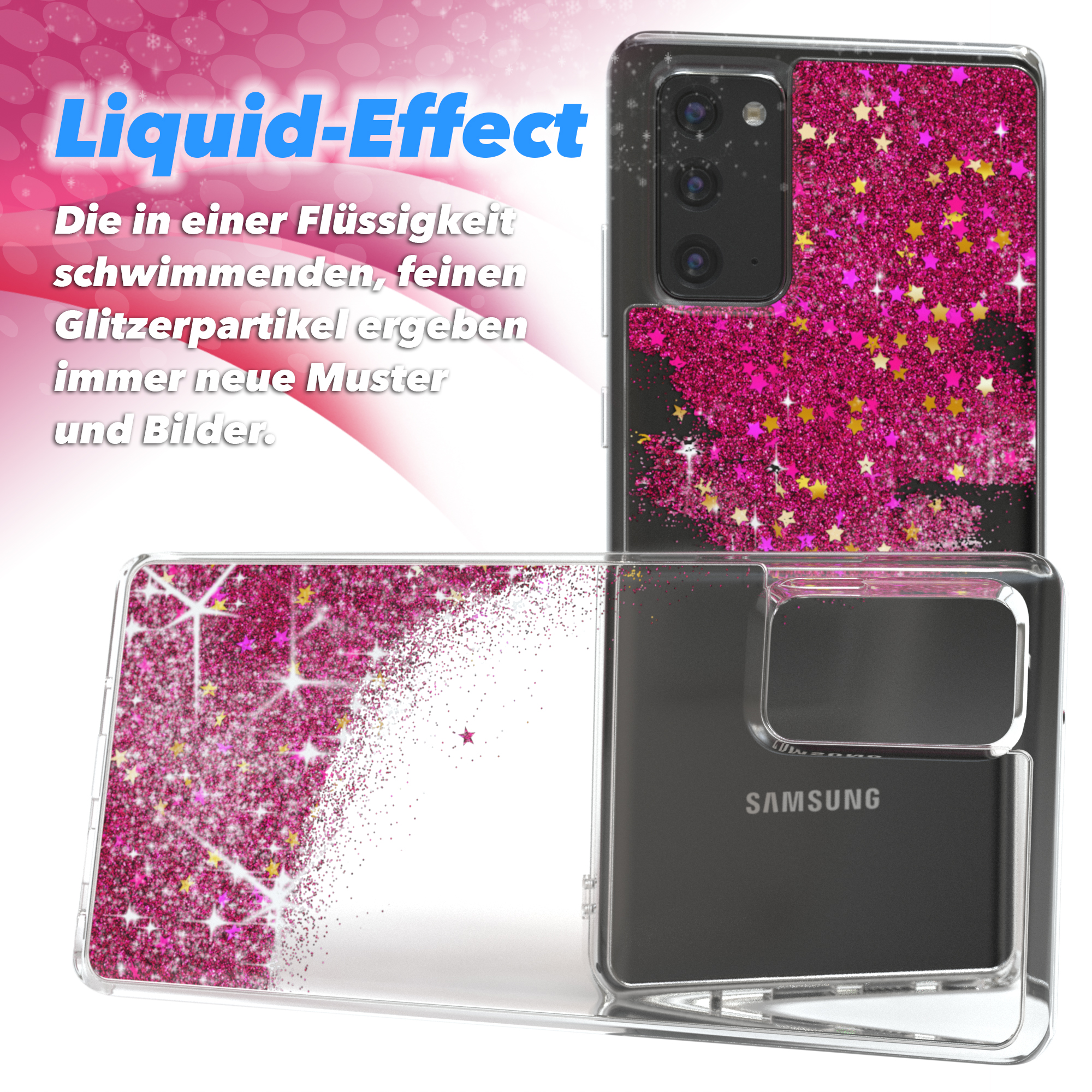 EAZY CASE Glitzerhülle Flüssig, 20 Samsung, / Note Backcover, 20 Note 5G, Galaxy Pink