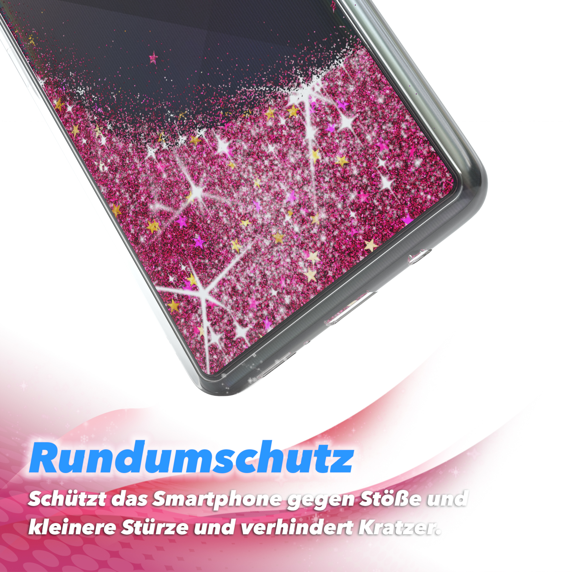 CASE Flüssig, Galaxy Pink Backcover, EAZY Glitzerhülle Samsung, A51,