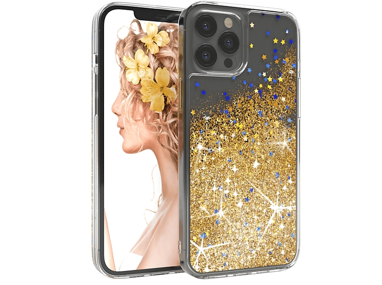 EAZY CASE Glitzerhülle Flüssig, Backcover, Apple, iPhone 12 Pro Max, Gold MediaMarkt